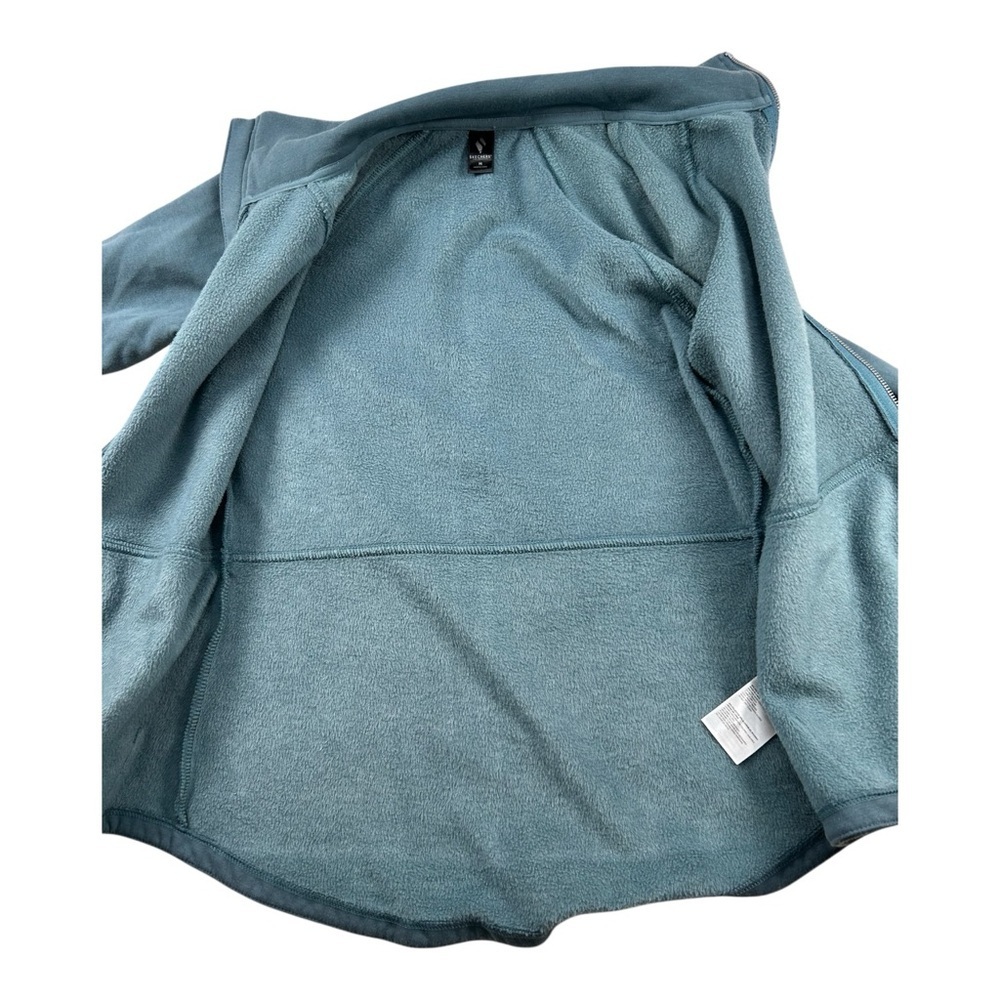 Skechers Blue Fleece Zip Up Jacket Women’s Medium Cozy Athleisure Graphic Back - Picture 11 of 14